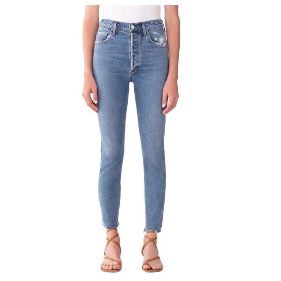 AGOLDE Rooted Nico High Rise Frayed Hem Denim Jeans Size 28 - Picture 1 of 6